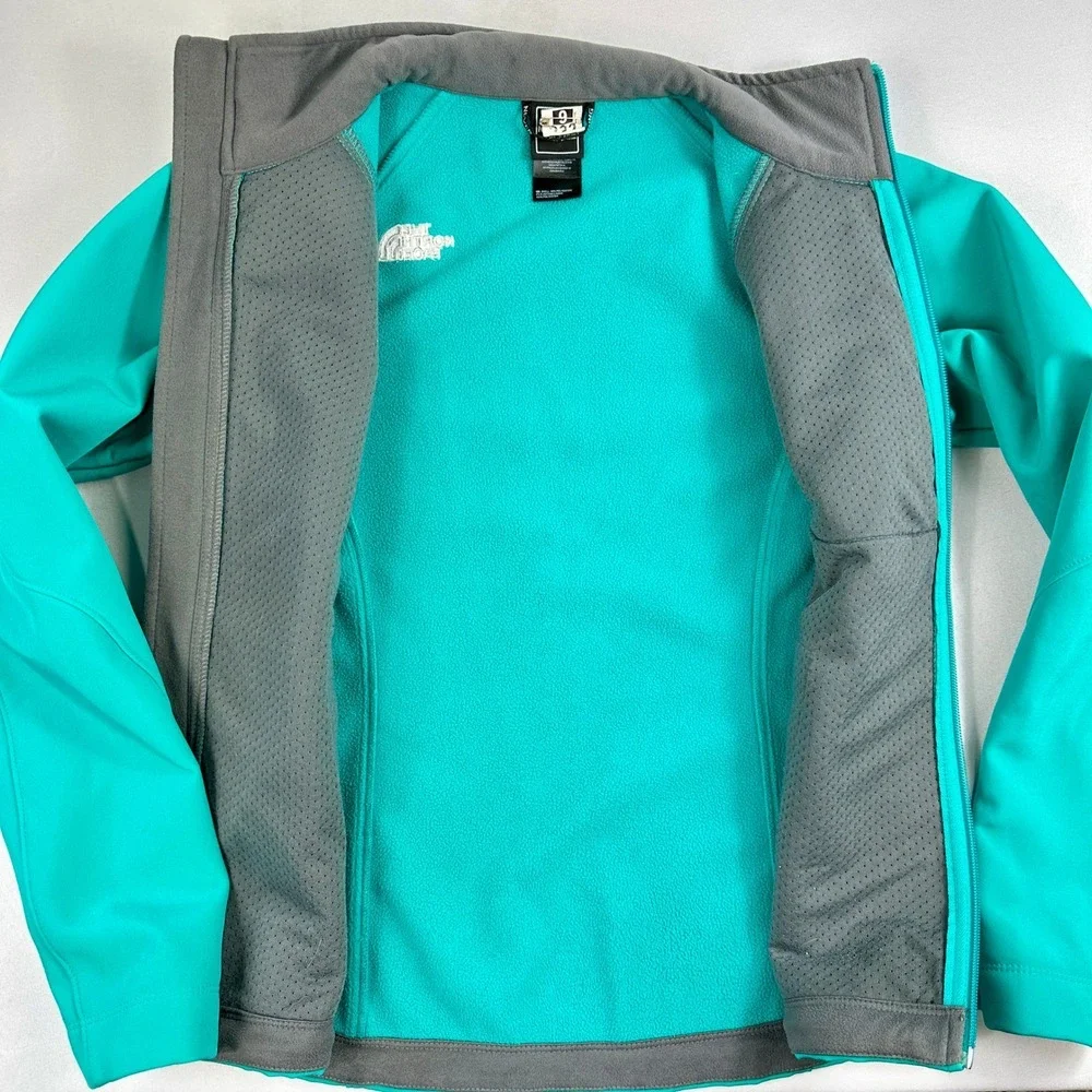 The North Face Softshell Zip Up Jacket XS Teal Green Blue Sporty Casual Layering